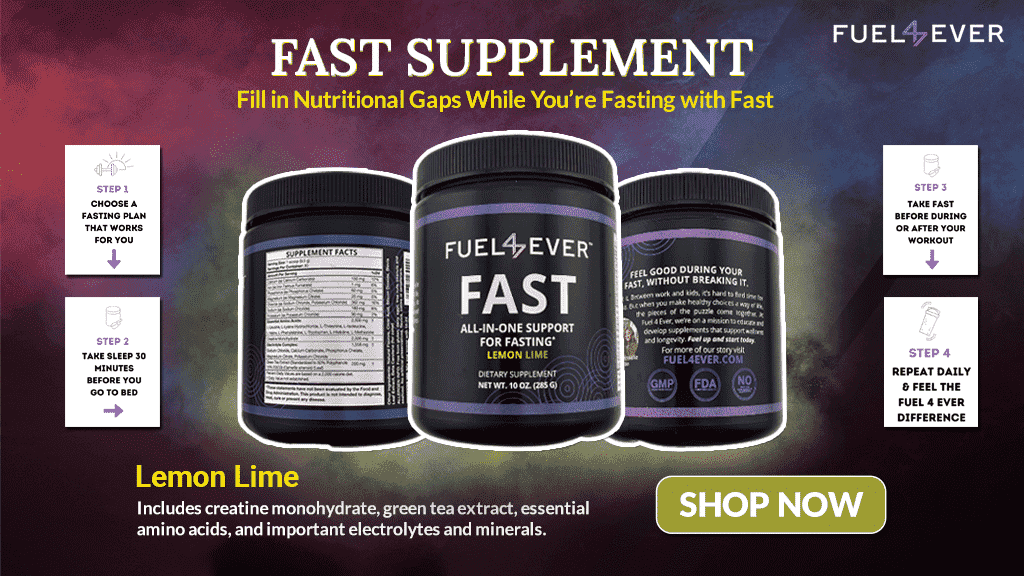 Image shows three different boxes of lemon lime intermittent fasting supplement by fuel4ever